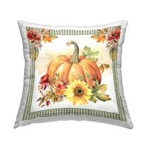 Stupell Industries Gingham Bordered Pumpkin Decorative Printed Throw Pillow, 18 x 18