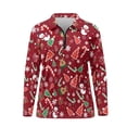 thumbnail image 4 of Yuyamidu Xmas Tree Womens Long Sleeve Golf Shirts Snowman Zipper Collared Athletic Red Christmas Golf T Shirt Tennis Activewear Size 2XL, 4 of 8