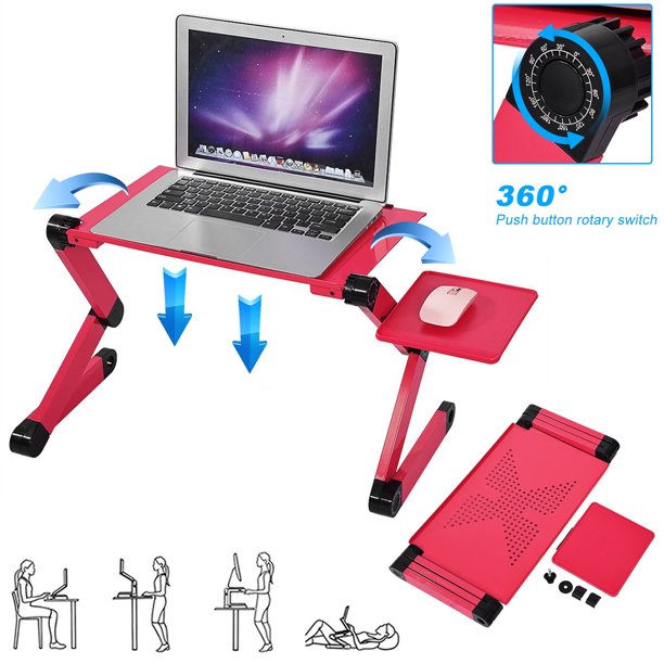 DEWIN Adjustable Laptop Stand, Laptop Desk for Bed Portable Lap Desk Foldable Table with Mouse