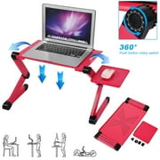 DEWIN Adjustable Laptop Stand, Laptop Desk for Bed Portable Lap Desk Foldable Table with Mouse Pad, Ergonomic Lap Desk for Laptop, TV Bed Tray, Standing Desk (Red)