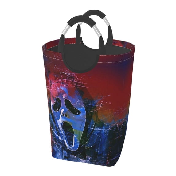 Horror Mask Skull Phantom Rectangular Laundry Basket Organizer , Collapsible Folding Tall Clothes Hampers for Laundry With Handles