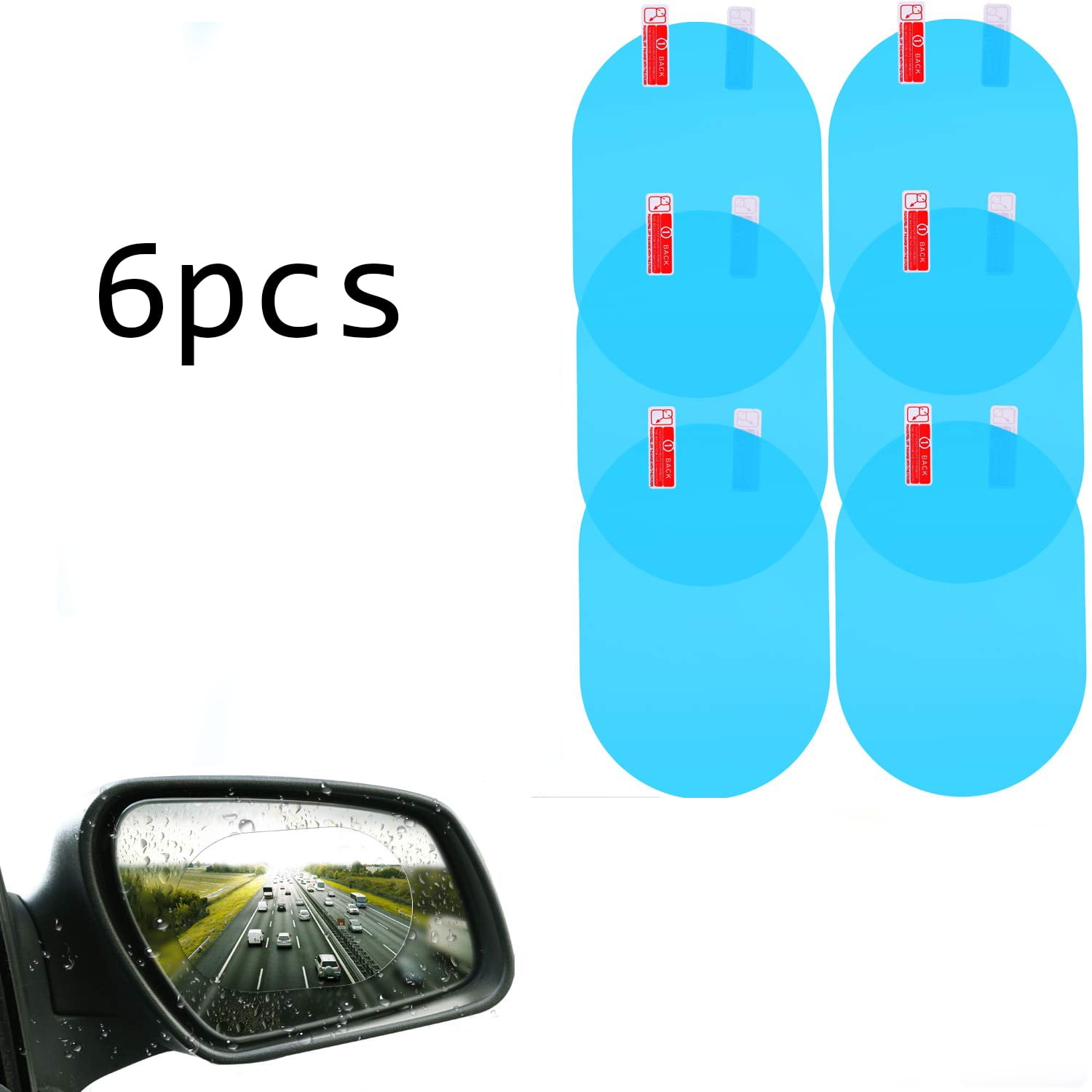 Waterproof Protective Rear View Mirror Film Car Anti Fog Coating Rainproof 6Pcs 