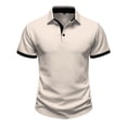 thumbnail image 2 of TaTaai Men's Solid Color Jacquard Short Sleeve Polo Shirt with Contrast Buttons, Turn-Down Collar, and Comfortable Relaxed Fit Gift, 2 of 8