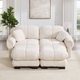 thumbnail image 2 of Chenille Cloud U-Shaped Loveseat Sofa,Stylish petal design Sofa Couch with Movable Ottoman,Exquisite pillows and quilted back cushions,Soft padded armrests,Easy Assembly,Fits Living Room,Cream Beige, 2 of 8