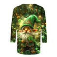 thumbnail image 5 of T-Shirt à Col Rond Imprimé de la Saint-Patrick pour Femmes, Manches Trois Quarts 3/4, Coupe Ample, 5 of 5