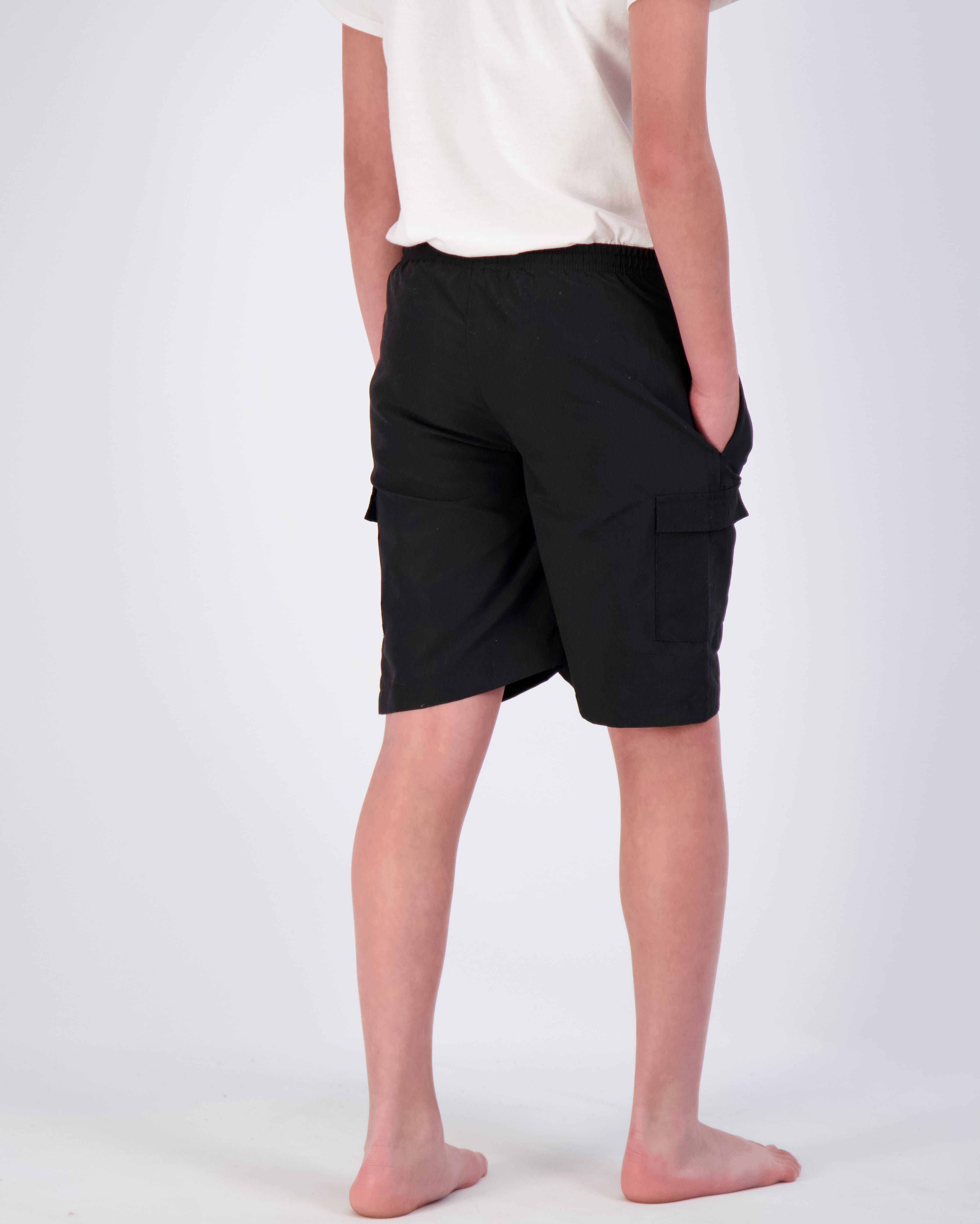 Real Essentials 3 Pack: Boy's Swim Trunks with Cargo Pockets & Mesh Lining - UPF 50+