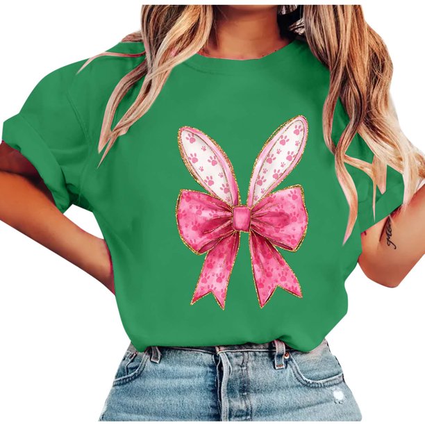 Tops de Manga Corta de Verano para las Mujeres Imprimir Blusa de Cuello Redondo, Moda Ligera de Poliéster Spandex