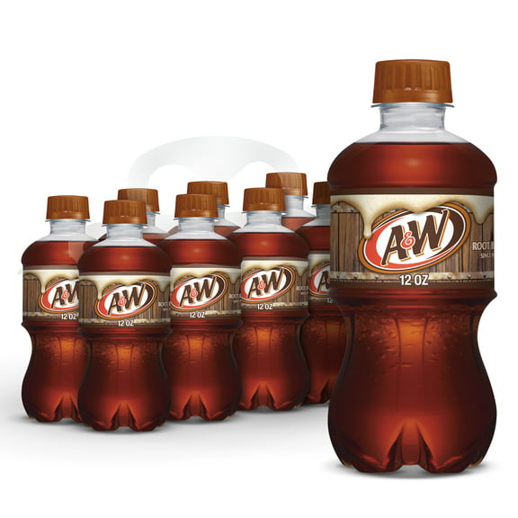 A&W Root Beer Soda Pop, 12 fl oz, 8 Pack Bottles