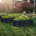 thumbnail image 2 of Raised Garden Bed, Outdoor Galvanized Planter Boxes, Beds with Metal Plant Stakes, Large Stock Tank, for Vegetables 4×2×1ft, Gray, 2 of 7