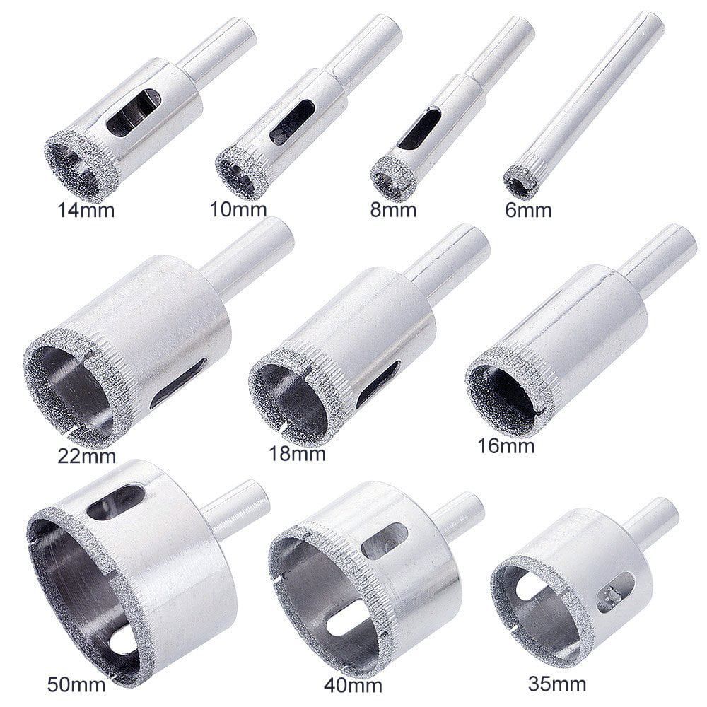 Porcelain Glass and Tile Hollow Core Drill Bits Extractor Remover Tools Hole Saws for Glass Pack of 10 BLENDX Diamond Drill Bits Ceramics Ceramic Tile
