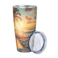 thumbnail image 2 of Daiia Tropical Sunset Beach Scene Printed 20oz Insulated Coffee Cup with Straw Topper, Fully Spill Proof Travel Coffee Mug, Stainless Steel Tumbler for Work Home Outdoor Car-Without Straw, 2 of 8