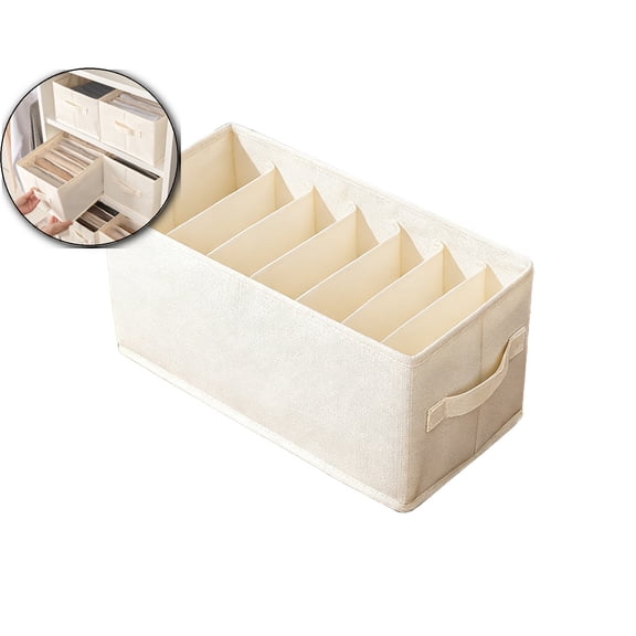 7-Compartment Foldable Drawer Organizer – Washable Oxford Cloth Wardrobe Storage Box for Folded Clothes, T-Shirts, Leggings & Trousers(14.2"x7.1"x7.1")
