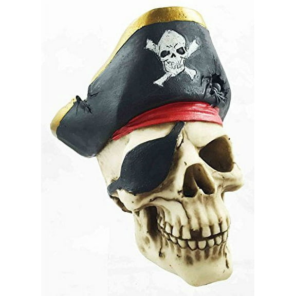 PIRATE BUCCANEER SKULL STATUE FIGURINE SKELETON 5" TALL HALLOWEEN DECOR SPOOKY