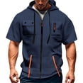 thumbnail image 2 of Short Sleeve Hoodies for Men Summer Fall Drawstring Loose Hooded Sweatshirt with Pockets Casual Zip Up Jacket Outerwear, 2 of 4