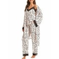 thumbnail image 1 of SUNSIOM Women's Fall Loungewear Set, Lace Patchwork Cami Tops + Pants + Robe 3 Pieces Sleepwear, 1 of 9