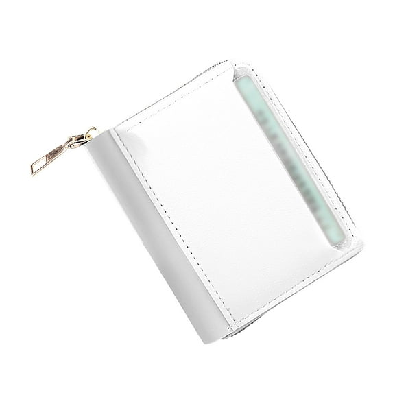YESIMOLA Fashion Women Id Short Wallet Solid Color Bag Zipper Purse Multiple Card Slots Clutch Bag Small Credit Card Holder for Women White One Size