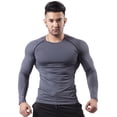 thumbnail image 4 of Traje de fitness cálido con forro polar para hombre, otoño e invierno, ropa elástica alta, transpirable, de secado rápido, ropa deportiva de manga larga para correr y baloncesto, 4 of 5