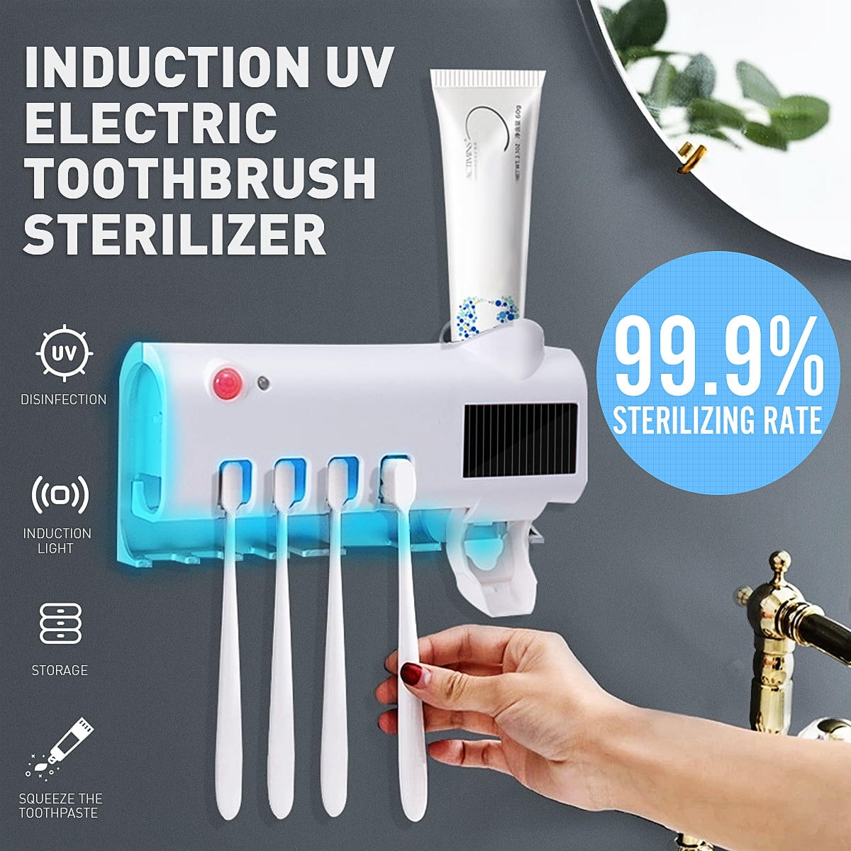 toothbrush sanitizer and toothpaste dispenser
