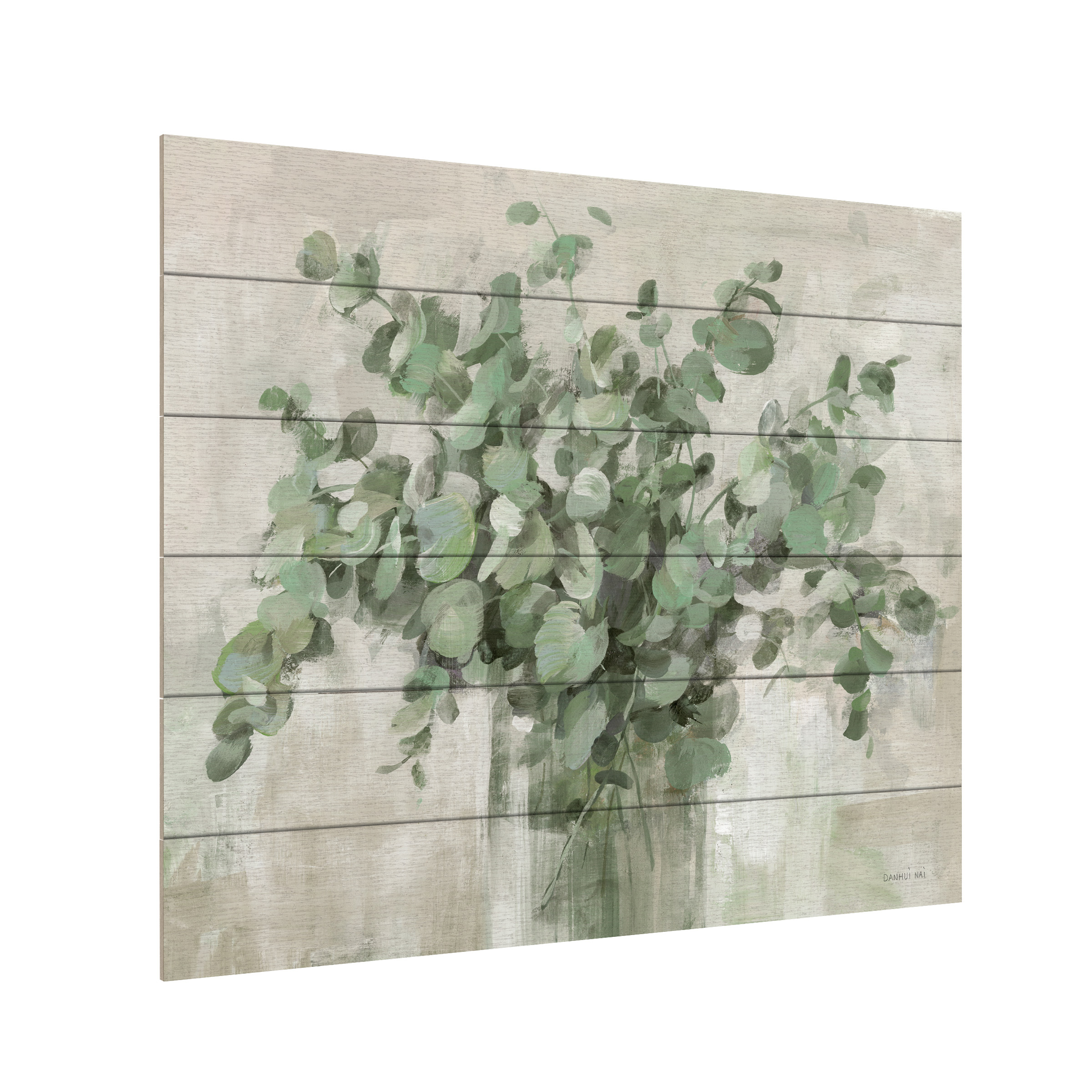 Danhui Nai 'Scented Eucalyptus Neutral' Wood Slat Art 18x22