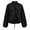 Black, variant on Womens Drawstring Hem Jacket Solid Stand Collar Snap Neck Full Zip Coat Long Raglan Sleeves Elastic Casual Top