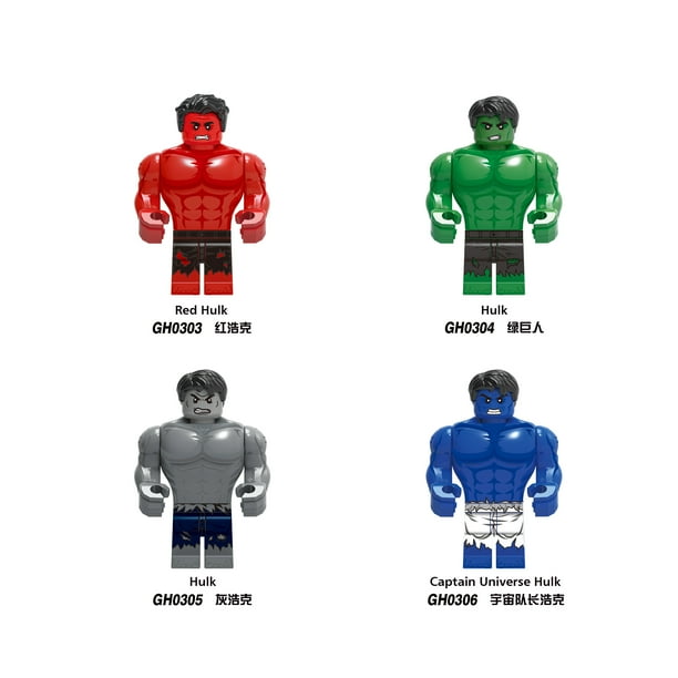 Construye tu colección: 4 figuras de superhéroes en bloques de construcción, minifiguras de plástico ABS para niños