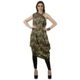 thumbnail image 1 of Moomaya Women's Printed One-Shoulder Cowl Kurti Sleeveless Dress Boho Party Designer Clothing, 1 of 7