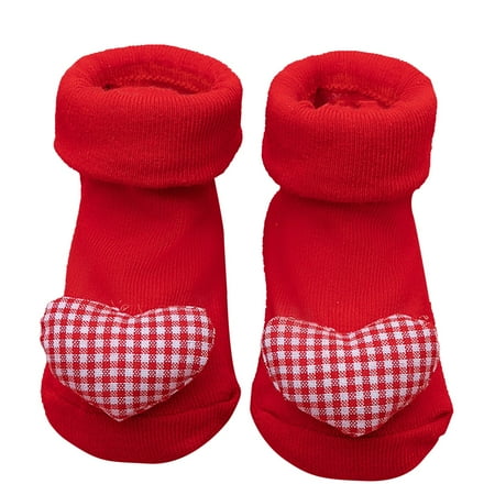 

Toddler Socks Christmas Newborn Cartoon Winter Thickened Antiskid Floor Socks Red S