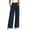 Navy, variant on cocolona Womens Casual High Waist Pleated Dress Pants Elastic Waist Straight Wide Leg Commute Work Pants with Pockets