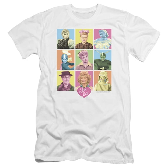 I Love Lucy So Many Faces Premium Canvas Adult Slim Fit 30/1 T-Shirt White