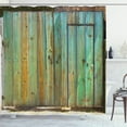 thumbnail image 1 of Ambesonne Vintage Shower Curtain, Rustic Old Wooden Door Look, 69"Wx84"L, Brown and Mint, 1 of 3