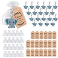 thumbnail image 1 of Duety Baby Shower Return Favors para Invitados, Llaveros de Elefante Azul, Bolsas de Organza, Etiquetas Kraft de Agradecimiento de And para Party,, 1 of 9