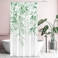 thumbnail image 2 of Mint Green Eucalyptus Shower Curtain Sets, Watercolor Leaves on The Top Plant with Floral Bathroom Decoration 36x72 Inch with Hooks, 2 of 6
