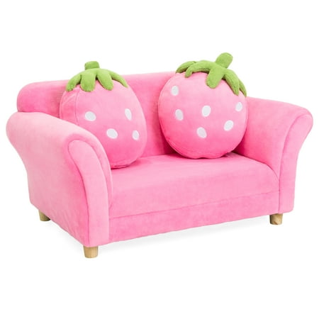 Best Choice Products Kids Living Room Armrest Sofa Chair Lounge Set w/ 2 Cushions - Pink