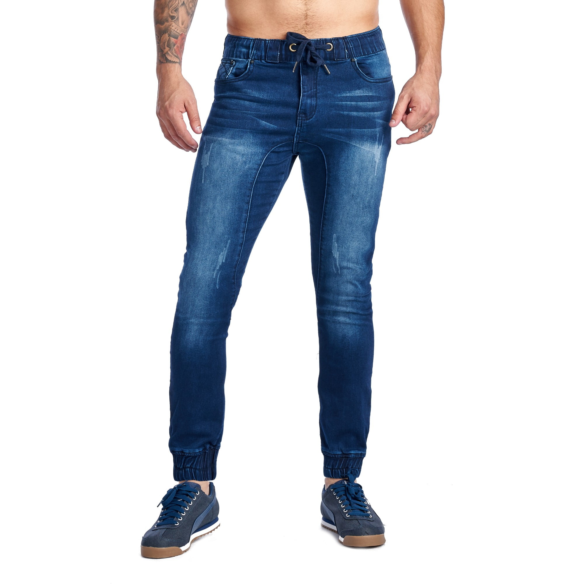 dark blue jogger jeans