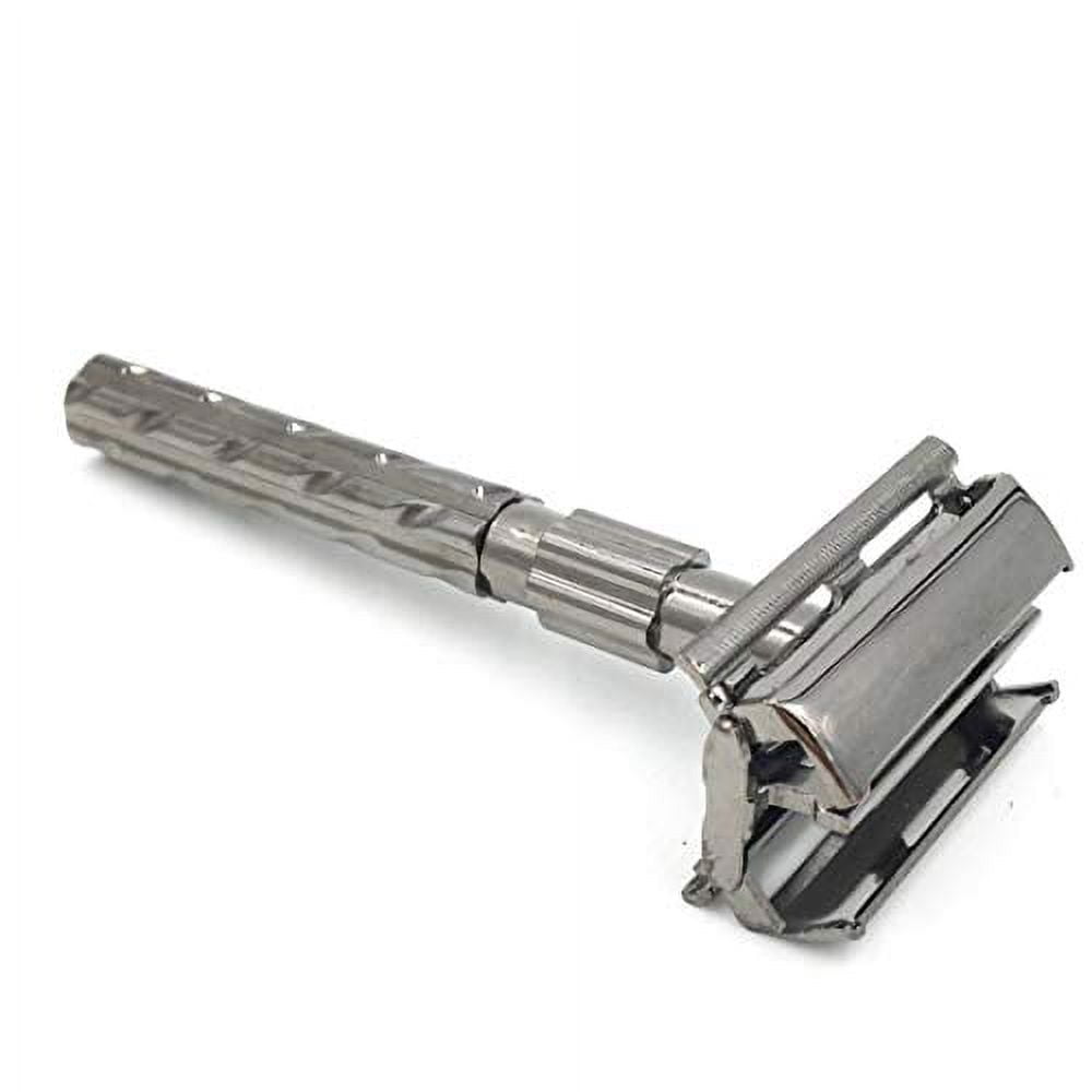 Parker 22R - Gunmetal Finish Butterfly Open Safety Razor and 5 Parker Razor Blades