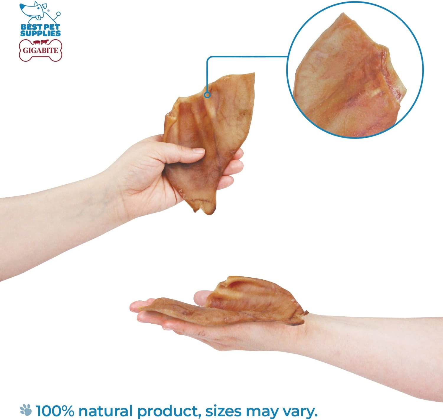Best Pet Supplies - GigaBite All-Natural Whole Pig Ears for Dogs, 80 Count Box