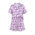 thumbnail image 4 of Women's 2 Piece Lounge Set Casual Baggy Short Sleeve Lapel Button Down Shirt and Drawstring Shorts Outfit Tracksuits Ladies Clothes, 4 of 8