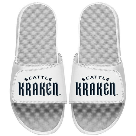 

Men s ISlide White Seattle Kraken Wordmark Slide Sandals