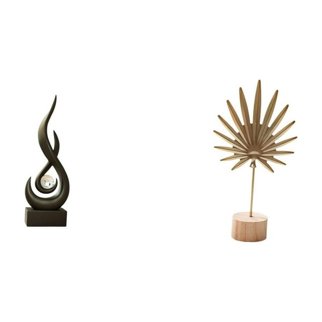 Estatua abstracta de resina con forma de llama. Figura de arte moderno. Adorno metálico en forma de hoja. Recuerdo creativo para vitrina, sala de esta