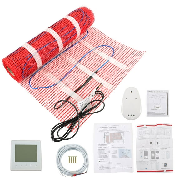 findmall 120v Electric Radiant Warm Floor Mat Kit Tile Heating System with Alarm 30 Sqft