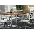 thumbnail image 5 of 8ft - 24ft Modern Conference Boat-Shaped Table with Metal Bases, Boardroom Meeting Room Office, Wood & Brushed Aluminum Metal (14ft w/ 3 Power Modules, Mahogany), 5 of 7