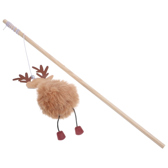 LEORX Teasing Wand For Cat Christmas Cat Wand Toy Khaki 1 Set Interactive Play Indoor Play