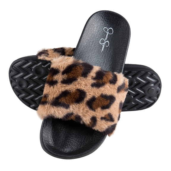 Jessica Simpson Womens Plush Slide On Open Toe Slipper with Memory Foam