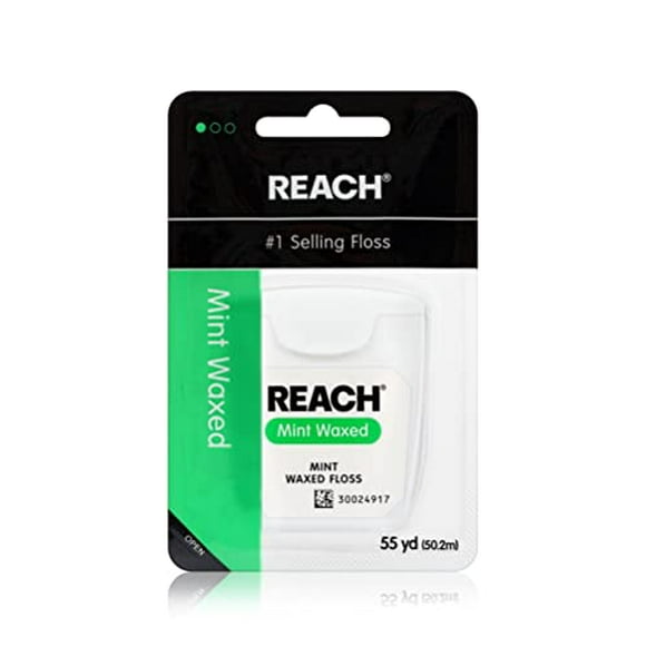 Reach Waxed Dental Floss | Effective Plaque Removal Extra Wide Cleaning Surface | Shred Resistance & Tension Slides Smoothly & Easily Pfas Free | Mint Flavored 55 Yards 1 Pack