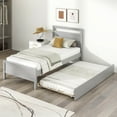 thumbnail image 2 of Costway Twin Size Platform Bed with Trundle Pull-out Trundle Headboard & Footboard Gray, 2 of 10
