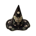 thumbnail image 2 of sruoe Halloween Moth Floral Quilted Witch Hat, Vintage Wizard Headwear, Halloween Party Accessory, Halloween Holiday Decor for Costume Match，Themed Gathering，Shelf Display, 2 of 8