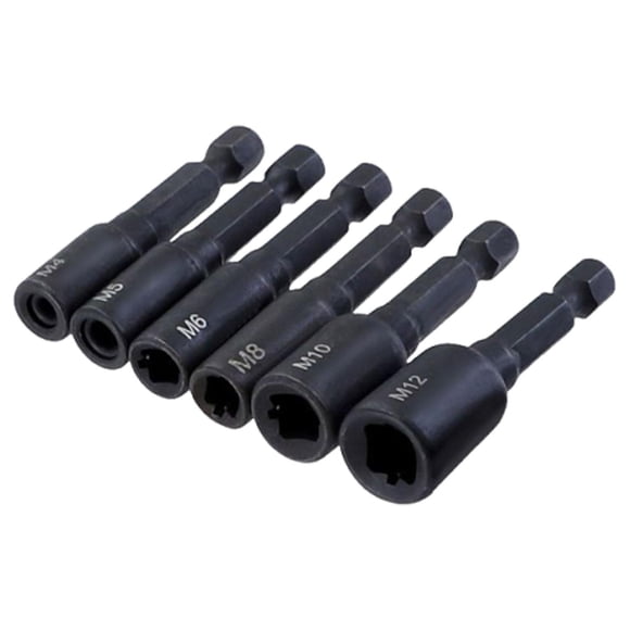 Adaptador de vasos para destornillador neumático, mandril de rosca cuadrada, vástago hexagonal de 1/4", juego de llaves de pinza de acero de 6 piezas