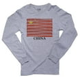 thumbnail image 1 of China Baseball Classic - World Vintage Bats Flag Men's Long Sleeve Grey T-Shirt, 1 of 2