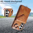 thumbnail image 2 of Galaxy S23 FE Case with Ring Holder Stand, Allytech Classic PU Leather Back Cover with Cards Holder Shockproof Detachable Shoulder Strap Wallet Case for Samsung Galaxy S23 FE - Brown, 2 of 14