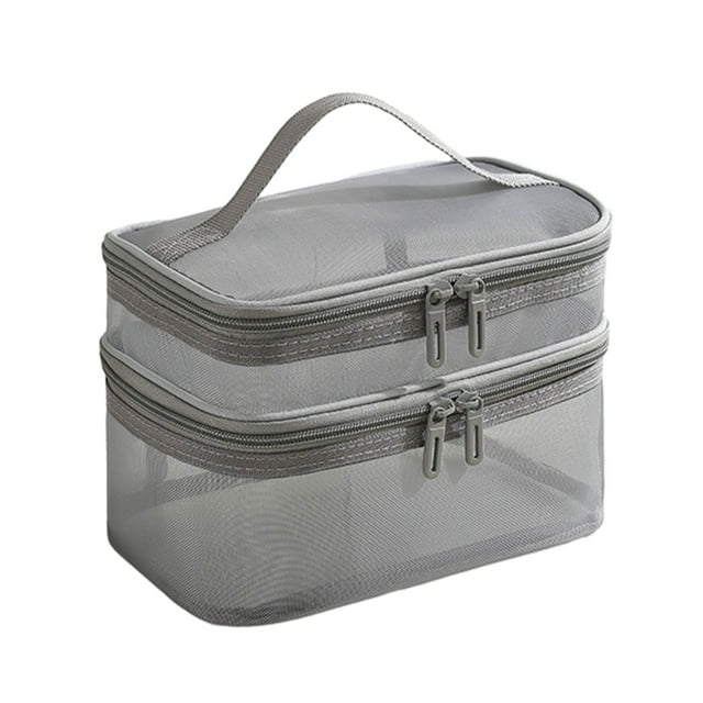 Injueey Bolsa de malla transparente duradera y duradera de nailon, bolsa organizadora impermeable de viaje para mujer, compacta Almacenamiento y organización del hogar Gris